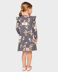 Baby And Toddler Girls Mix And Match Long Sleeve Floral Print Flutter Dress CASTOR GRAY CL The Children s Place CA