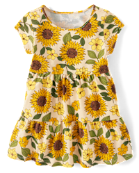 Baby And Toddler Girls Mix And Match Short Sleeve Sunflower Print Tiered Dress FRAPPE The Children s Place CA