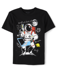 Boys Short Sleeve School Astronaut Graphic Tee - BLACK | The
