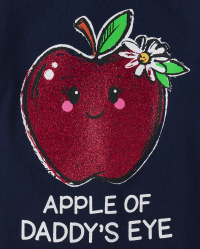 Baby And Toddler Girls Short Sleeve Apple Graphic Tee - BLUE
