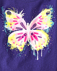 Butterfly Flight Lettuce-Edge Graphic Baby Tee