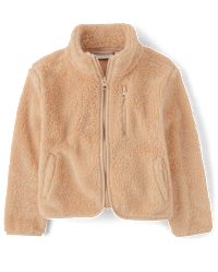 Girls Long Sleeve Sherpa Jacket - BROWN | The Children's Place