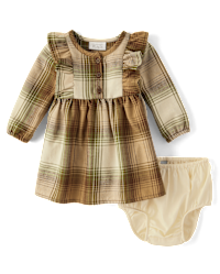 The Children's Place Baby Toddler 2 Piece Family Matching, Thermal Pajamas Sets, Green Tartan, X-Small