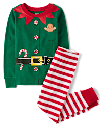 Unisex Kids Christmas Long Sleeve Elf Snug Fit Cotton Pajamas WHITE The Children s Place CA