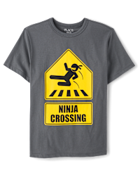 Boys Short Sleeve Ninja Crossing Graphic Tee - BLACK | The