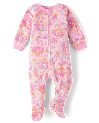 Jane Floral Long Sleeve All In One Pyjamas with Burgundy Piping in Pink (6mths-3yrs)