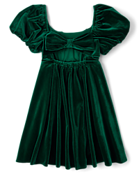Tween Girls Short Sleeve Velour Ruffle Dress - GREEN | The Children's Place Tween Girls Short Sleeve Velour Ruffle Dress - GREEN | The Children's Place