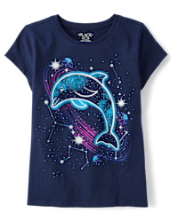 Girls Short Sleeve Dolphin Graphic Tee - BLUE | The Girls Short Sleeve Dolphin Graphic Tee - BLUE | The