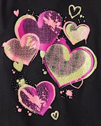 ALMA-LS-FRILL-TSHIRT (KIDS) - BLACK GOLD HEART main image 1