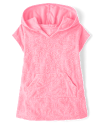 Pink Gingham Trimmed Swim Cover-Up with Hood by Terry Tots main image 0