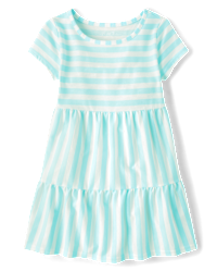 Kid Girl Striped Shirt Button Up Tie Dress