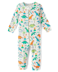 Babyhug 100% Cotton Woven Kurta & Pyjama Set With Dino Print - White main image 1