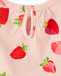 Girls Pink Embroidered Vintage Dot Flutter Romper