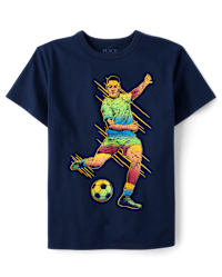 Boys Short Sleeve Soccer Player Graphic Tee - BLUE | The