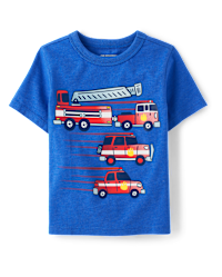 Baby And Toddler Boys Short Sleeve Fire Vehicles Graphic Tee - BLUE | The Children's Place 