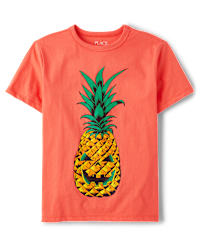 Boys Short Sleeve Summerween Skull Pineapple Graphic Tee