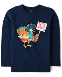 Boys Long Sleeve Turkey Taco Graphic Tee BLUE The Children's