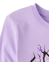 Girls Long Sleeve Witch Cat Graphic Tee - PURPLE | The Children's