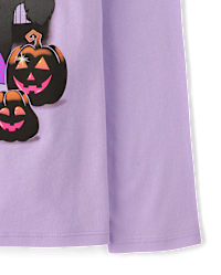 Girls Long Sleeve Witch Cat Graphic Tee - PURPLE | The Children's