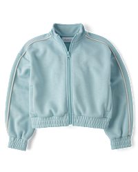 Girls Active Long Sleeve Scuba Cropped Zip Up Jacket - BLUE Girls Active Long Sleeve Scuba Cropped Zip Up Jacket - BLUE