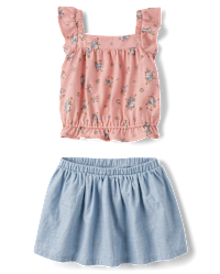 Toddler Girls Sleeveless Floral Tank Top And Skort 2-Piece