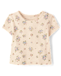新品 25SS Balloon Tee - Dove Pointelle 2Y Baby And Toddler Girls Short Sleeve Floral Pointelle Baby