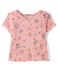 Baby And Toddler Girls Short Sleeve Floral Pointelle Baby