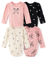 2 Pc Baby Girl Bow Collar Hearts Print Bodysuit main image 1