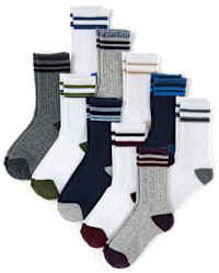 Boys Striped Cushioned Crew Socks 10-Pack - MULTI | The Children's Place 