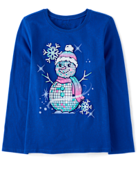 T-shirt Manches Longues Lauren James Motif Bonhomme De Neige - Taille S, Blanc, Coton, Occasion Très Bon état