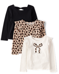Toddler Girls Long Sleeve Leopard Top 3-Pack - TAN | The Children's Place 