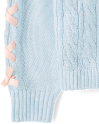 Girls Long Sleeve Ribbon Cable Knit Sweater - BLUE | The