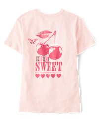 Girls Short Sleeve Cherry Front And Back Oversized Graphic Tee