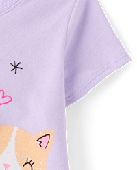 Baby And Toddler Girls Short Sleeve Cat Friends Graphic Tee - PURPLE ...