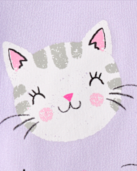 Baby And Toddler Girls Short Sleeve Cat Friends Graphic Tee - PURPLE ...