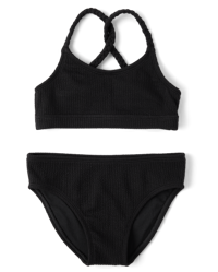 Sugar and Jade Tween Girls Bikini Swimsuit Black Medium 2