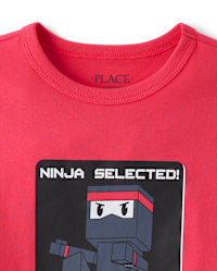 Boys Short Sleeve Ninja Video Game Graphic Tee - PINK | The