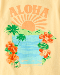 Girls Short Sleeve Aloha Graphic Tee - YELLOW | The Children's Place