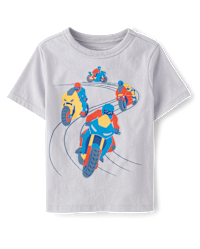 Baby And Toddler Boys Short Sleeve Motorcycle Graphic Tee - BLUE