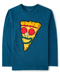 Boys Long Sleeve Pizza Graphic Tee - BLUE | The Children's Place