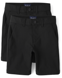 Boys Uniform Quick Dry Chino Shorts 2 Pack BLACK The Children s Place
