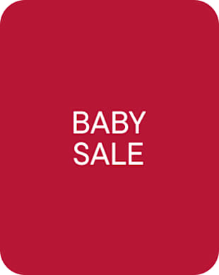White text reading "BABY SALE" is centered on a solid red background with rounded corners.