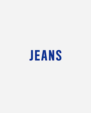 La imagen muestra la palabra "JEANS" en texto azul en negrita sobre un fondo blanco.