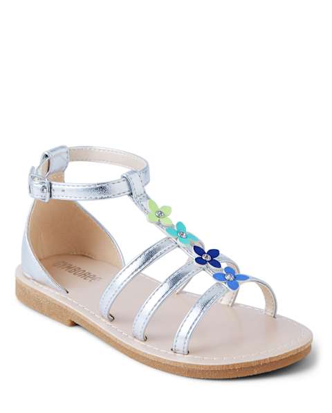 Сандалии Gymboree Flower Gladiator Sandals - Island Getaway для девочек, цвет: Металлик