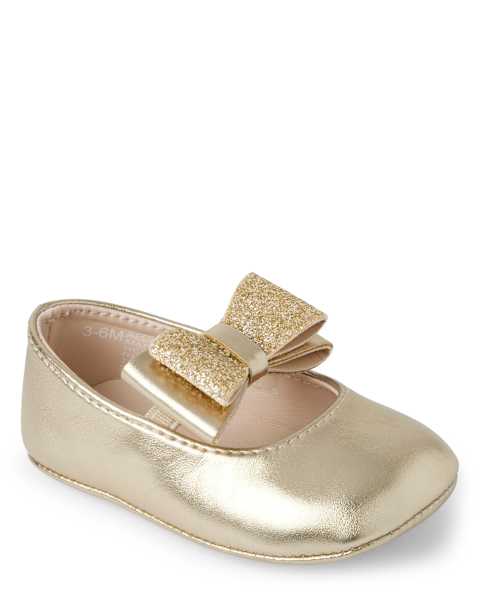 Балетки Gymboree Glitter Bow Ballet для девочек-малышей, цвет: Металлик