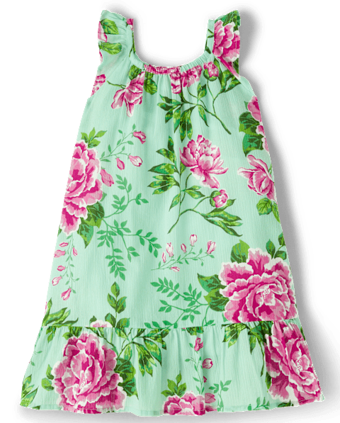 Gymboree Girls Floral Ruffle Cover-Up - Splish-Splash, цвет: Зелёный
