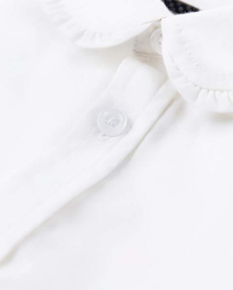 Рубашка Gymboree Wrinkle-Resistant Ruffle Poplin Button Up Shirt - Uniform для девочек, цвет: Белый