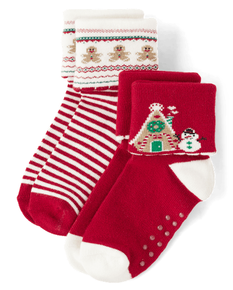 Носки Christmas Cabin для детей, с отворотом, 2 шт. — Gymboree, цвет: Разноцветный