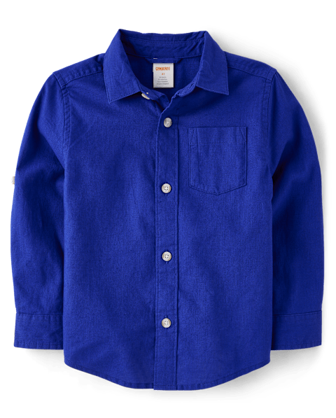 Детская рубашка Gymboree Dad And Me Linen-Blend Button Up, цвет: Синий