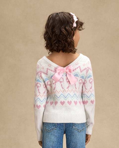 Свитер Gymboree Fairisle Bow Back Sweater - On Pointe для девочек, цвет: Белый